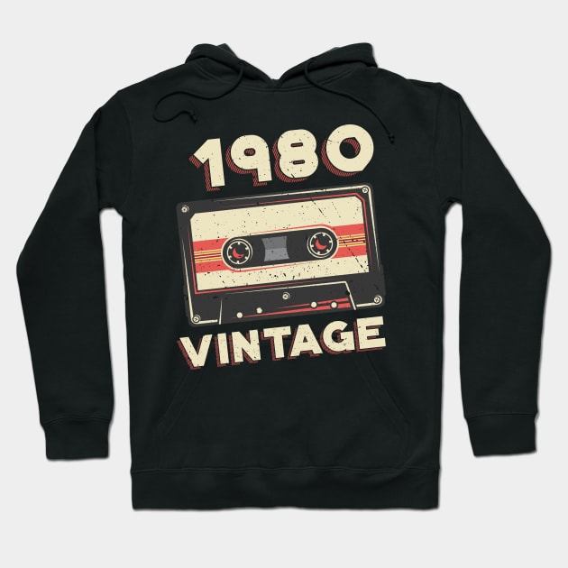 Vintage 1980 Retro Cassette Tape 40th Birthday Hoodie by aneisha